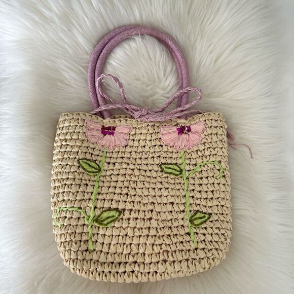 Mini Straw purse floral - Picture 1 of 5